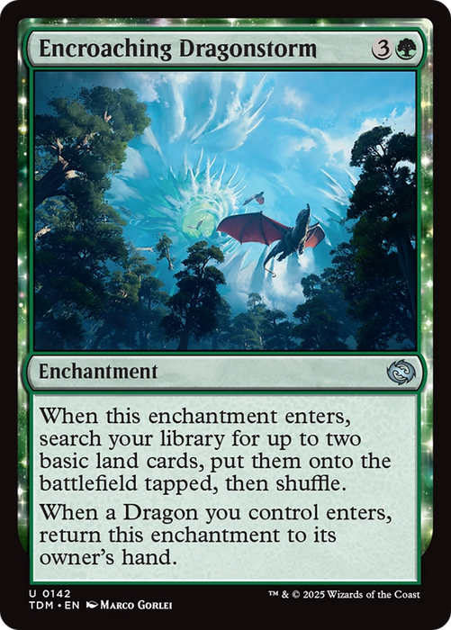 Encroaching Dragonstorm (TDM-142) - uncommon: (enchantment) - Foil
