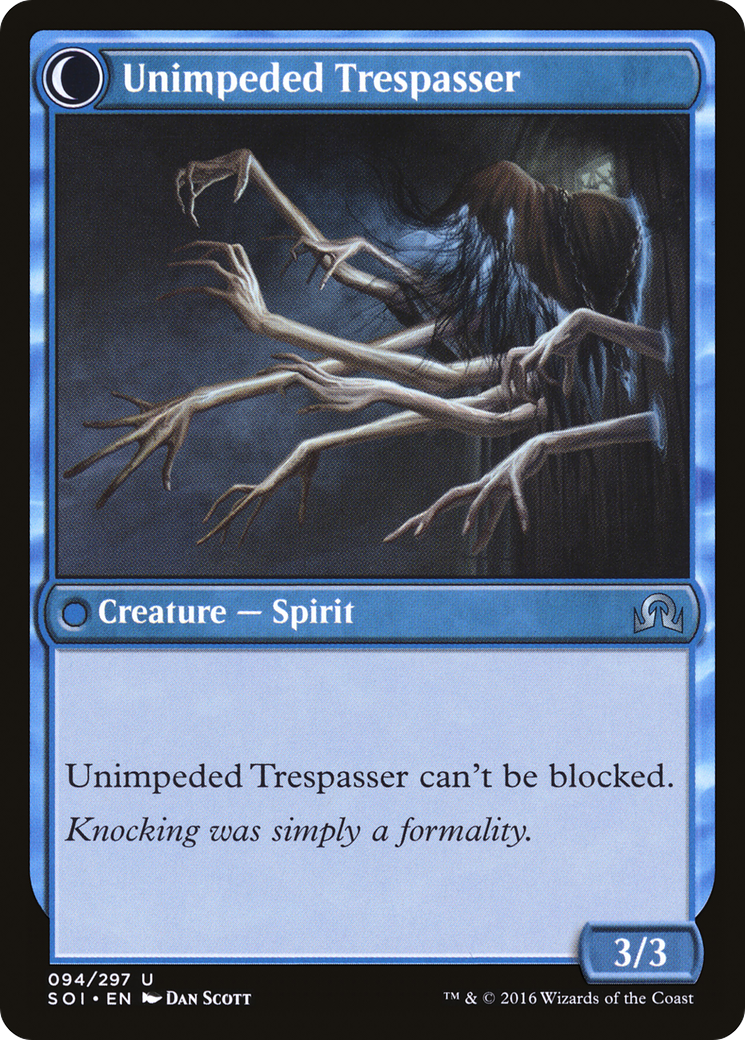 Uninvited Geist // Unimpeded Trespasser (SOI-094) - uncommon: (Double Faced Transform)