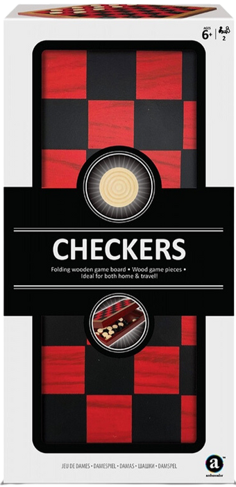 Jeu de Dame en Bois Portatif (Multilingual)