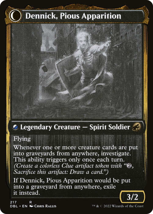 Dennick, Pious Apprentice // Dennick, Pious Apparition (DBL-217) - rare: (Double Faced Transform) - Foil