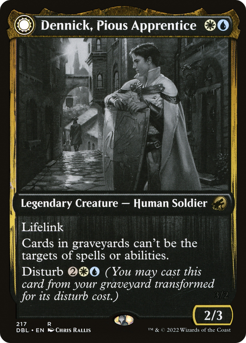 Dennick, Pious Apprentice // Dennick, Pious Apparition (DBL-217) - rare: (Double Faced Transform) - Foil