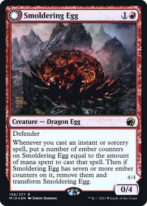 Smoldering Egg // Ashmouth Dragon (PRE-159S) - rare: (Double Faced Transform) - Foil