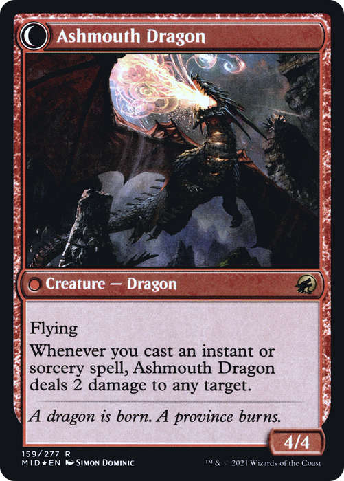 Smoldering Egg // Ashmouth Dragon (PRE-159S) - rare: (Double Faced Transform) - Foil