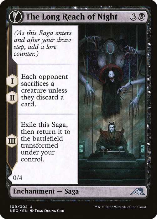 The Long Reach of Night // Animus of Night's Reach (NEO-109) - uncommon: (fandfc, enchantment) - Foil