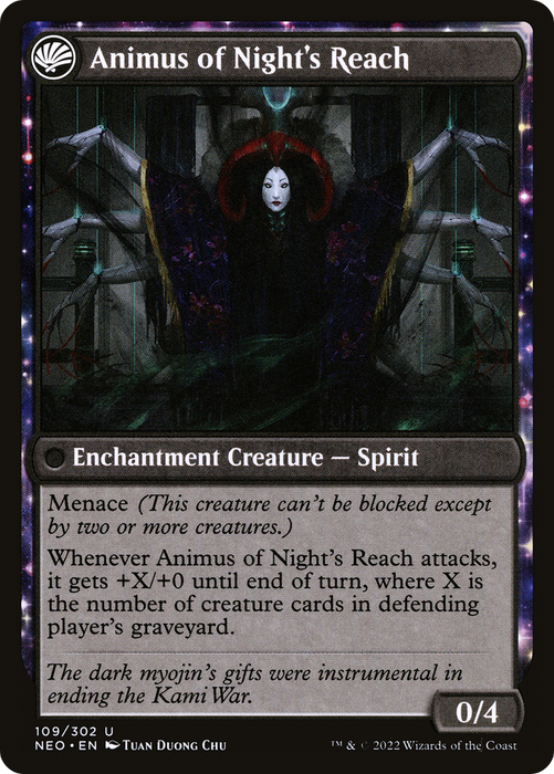 The Long Reach of Night // Animus of Night's Reach (NEO-109) - uncommon: (fandfc, enchantment) - Foil