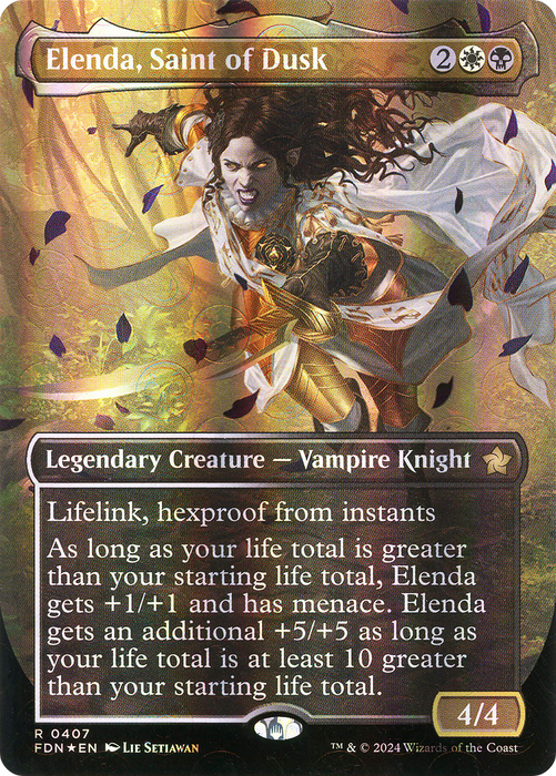 Elenda, Saint of Dusk (FDN-407) - rare (Borderless) - Foil