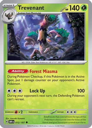 Trevenant (012/197) - SOF  - Uncommon - Reverse Holofoil