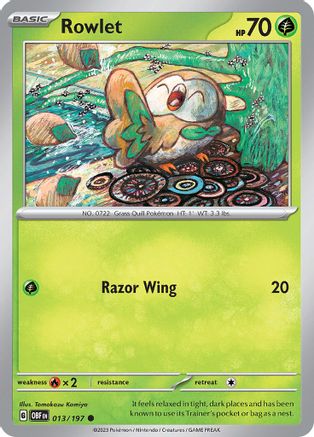 Rowlet (013/197) - SOF  - Common - Reverse Holofoil
