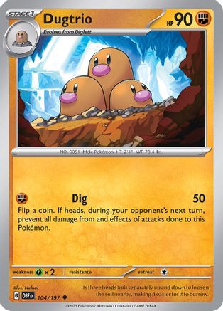 Dugtrio (104/197) - SOF  - Uncommon - Reverse Holofoil