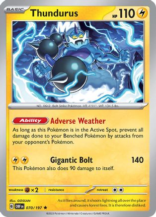 Thundurus (070/197) - SOF  - Rare - Holofoil