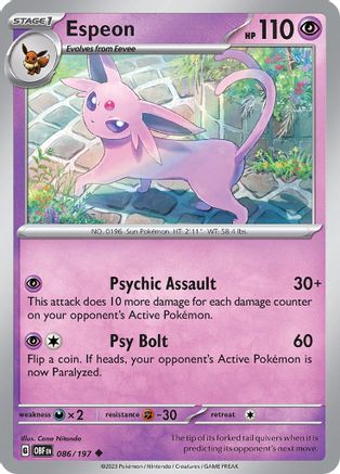 Espeon (086/197) - SOF  - Uncommon - Reverse Holofoil