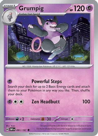 Grumpig (091/197) - SOF  - Uncommon - Reverse Holofoil