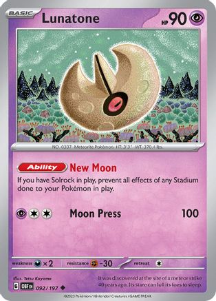Lunatone (092/197) - SOF  - Uncommon - Reverse Holofoil