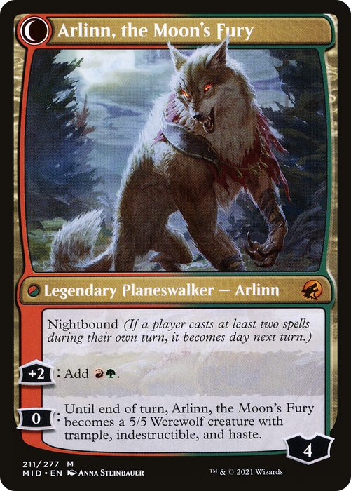 Arlinn, the Pack's Hope // Arlinn, the Moon's Fury (MID-211) - mythic: (Double Faced Transform) - Foil