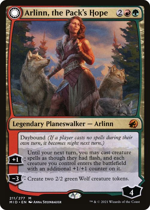 Arlinn, the Pack's Hope // Arlinn, the Moon's Fury (MID-211) - mythic: (Double Faced Transform)