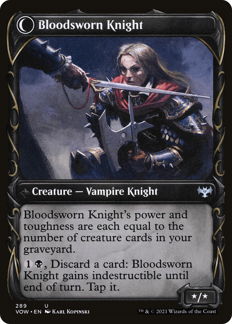Bloodsworn Squire // Bloodsworn Knight (VOW-289) - uncommon: (Showcase, Double Faced Transform) - Foil