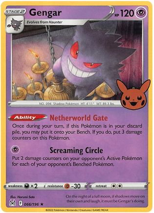Gengar (2022 Copyright Date) (066/196) - TOTBB2  - Holo Rare - Holofoil