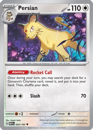 Persian (053/165) - SSV1  - Uncommon - Reverse Holofoil