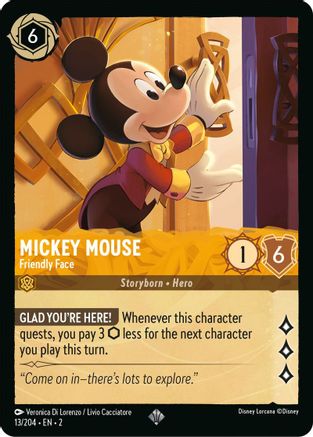 Mickey Mouse - Friendly Face (13/204) - Super Rare - Cold Foil