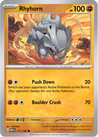 Rhyhorn (111/165) - SSV1  - Common - Reverse Holofoil