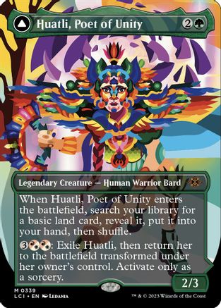 Huatli, Poet of Unity // Roar of the Fifth People (LCI-339) - mythic (Borderless)