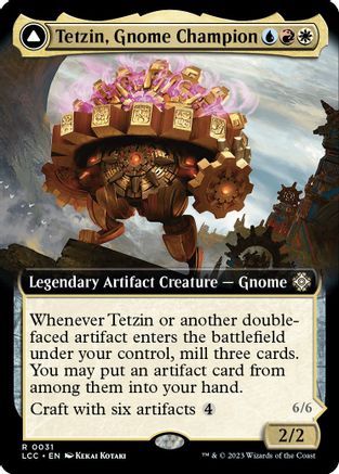Tetzin, Gnome Champion // The Golden-Gear Colossus (LCC-031) - rare: (Extended Art) - Foil