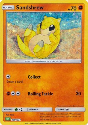 Sandshrew (008/034) - TCGC  - Classic Collection - Holofoil