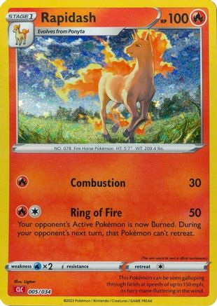 Rapidash (005/034) - TCGC  - Classic Collection - Holofoil