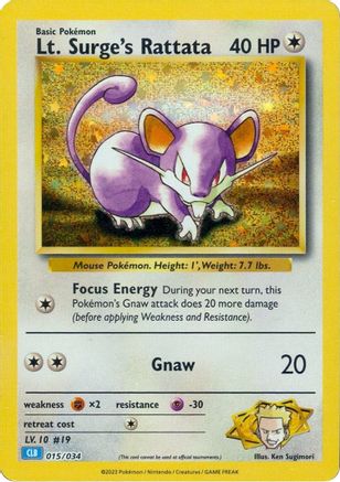 Lt. Surge's Rattata (015/034) - TCGC  - Classic Collection - Holofoil