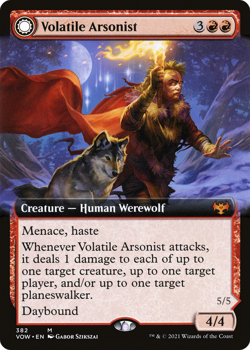 Volatile Arsonist // Dire-Strain Anarchist (VOW-382) - mythic: (Extended Art, Double Faced Transform)