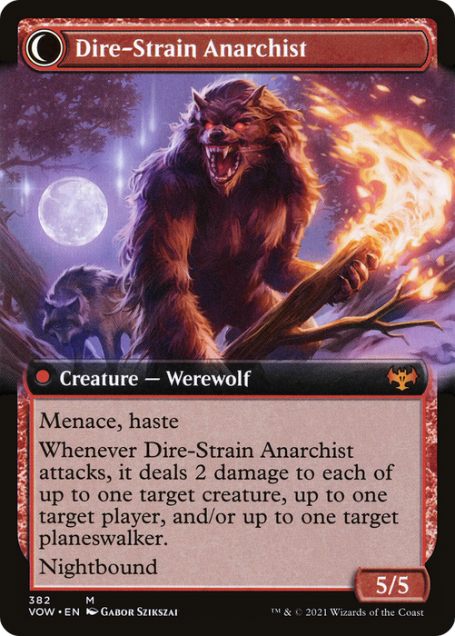 Volatile Arsonist // Dire-Strain Anarchist (VOW-382) - mythic: (Extended Art, Double Faced Transform)