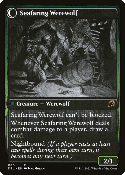 Suspicious Stowaway // Seafaring Werewolf (DBL-080) - rare: (Double Faced Transform)