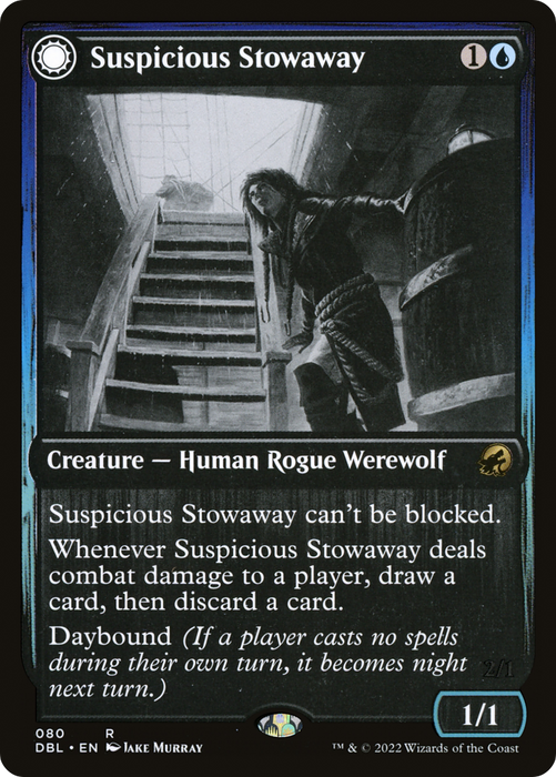 Suspicious Stowaway // Seafaring Werewolf (DBL-080) - rare: (Double Faced Transform)