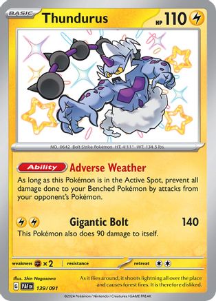 Thundurus (139/091) - SPF  - Shiny Rare - Holofoil