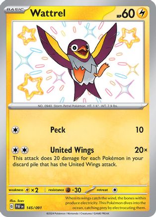 Wattrel (145/091) - SPF  - Shiny Rare - Holofoil