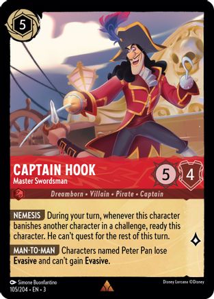 Captain Hook - Master Swordsman (105/204) - Rare - Cold Foil