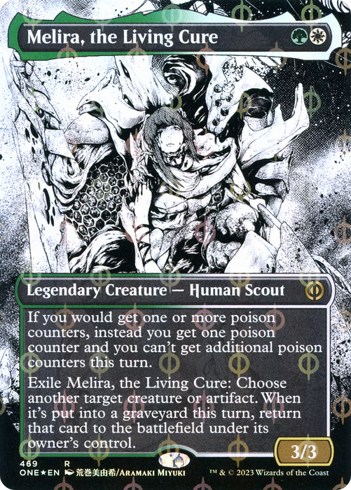 Melira, the Living Cure (ONE-469) - rare: (Showcase) (Borderless) - Foil