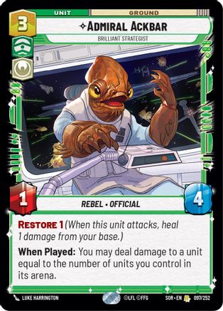 Admiral Ackbar - Brilliant Strategist (097/252) - SOR - Rare - Foil