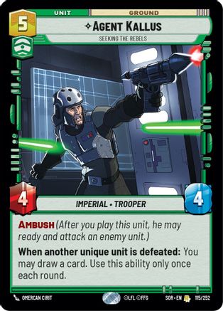 Agent Kallus - Seeking the Rebels (115/252) - SOR - Rare - Foil