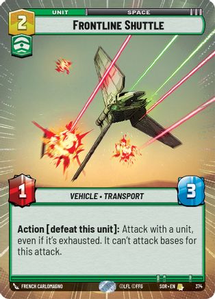 Frontline Shuttle (Hyperspace) (374) - SOR - Rare - Foil