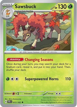 Sawsbuck (017/162) - STF  - Uncommon - Reverse Holofoil