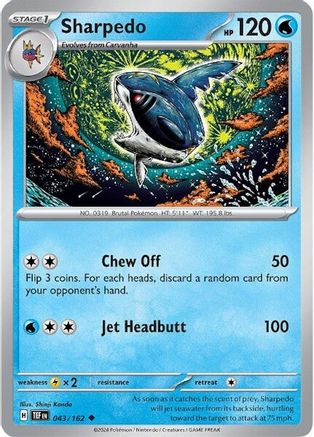 Sharpedo (043/162) - STF  - Uncommon - Reverse Holofoil