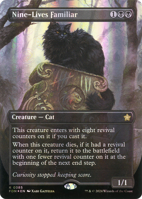 Nine-Lives Familiar (FDN-385) - rare (Borderless) - Foil