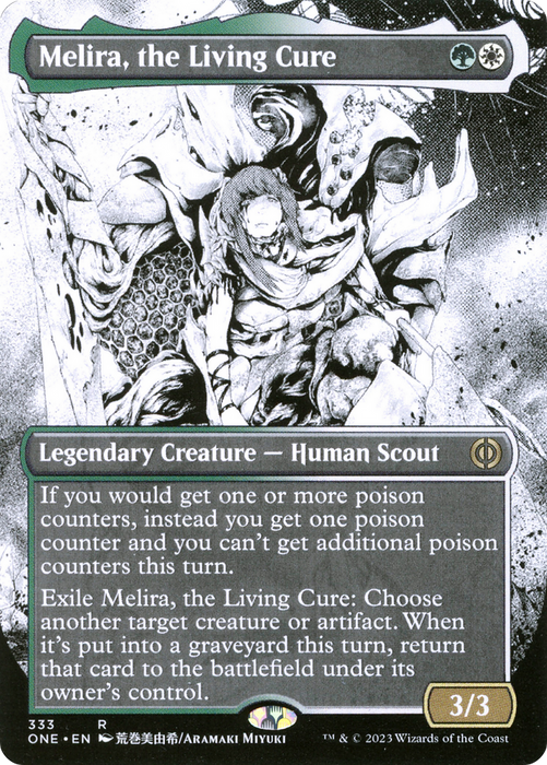 Melira, the Living Cure (ONE-333) - rare: (Showcase) (Borderless) - Foil