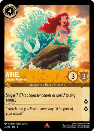 Ariel - Singing Mermaid (3/204) - Rare - Cold Foil