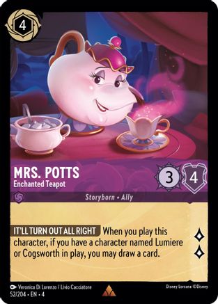 Mrs. Potts - Enchanted Teapot (52/204) - Rare - Cold Foil