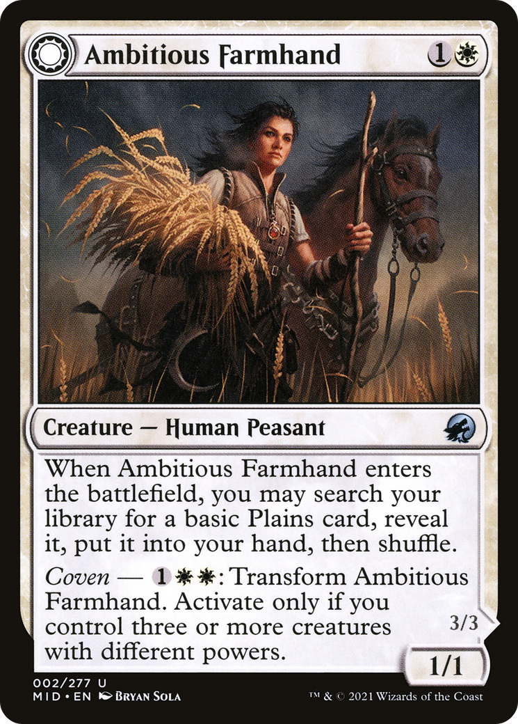 Ambitious Farmhand // Seasoned Cathar (MID-002) - uncommon: (Double Faced Transform)