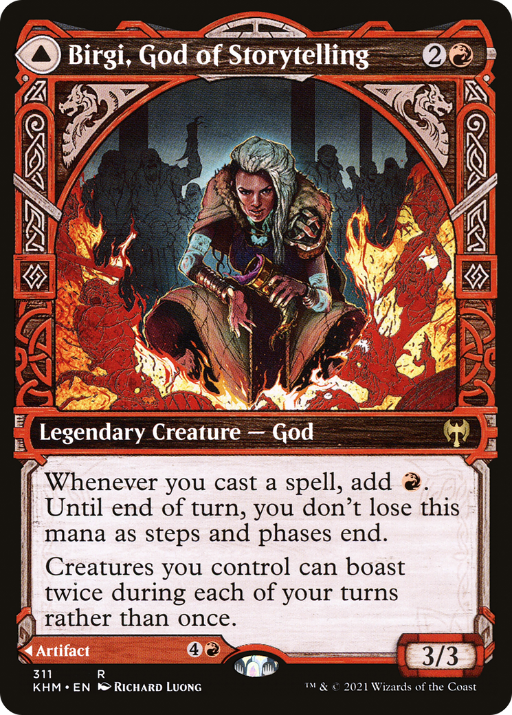 Birgi, God of Storytelling // Harnfel, Horn of Bounty (KHM-311) - rare: (Showcase)