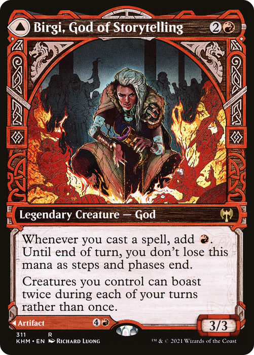 Birgi, God of Storytelling // Harnfel, Horn of Bounty (KHM-311) - rare: (Showcase) - Foil