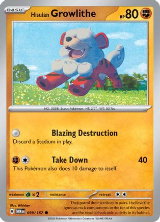 Hisuian Growlithe (099/167) - STM  - Common - Reverse Holofoil